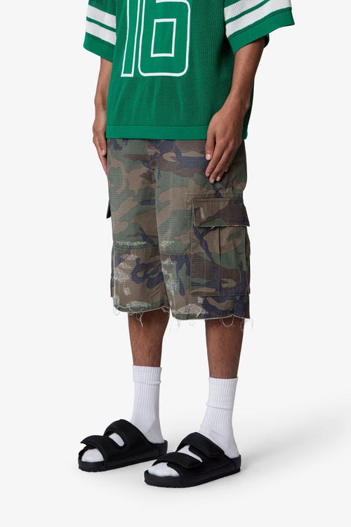RETROFOLD   BAGGY DISTRESSED CARGO SHORTS
