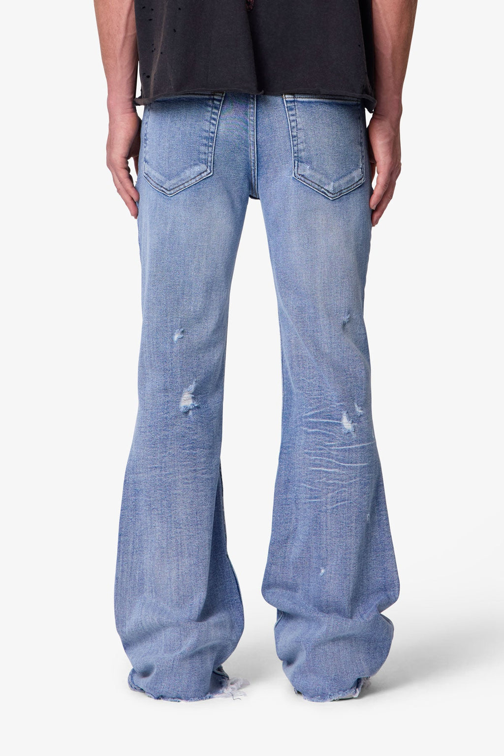 RETROFOLD DISTRESSED SUPER FLARE DENIM