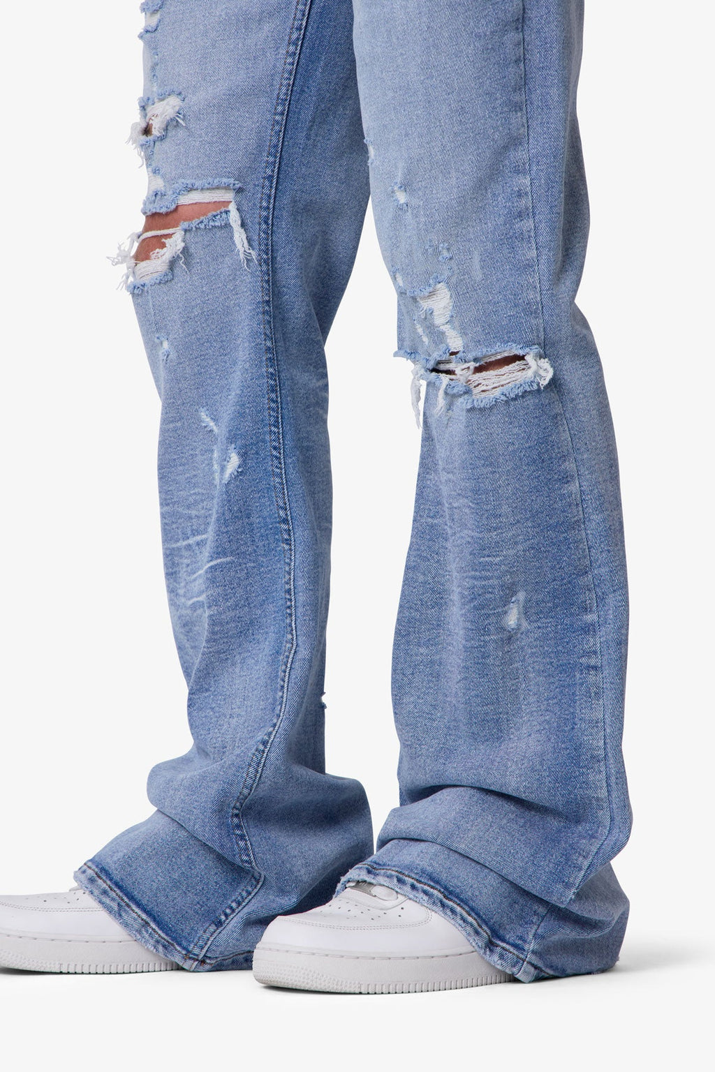 RETROFOLD DISTRESSED SUPER FLARE DENIM