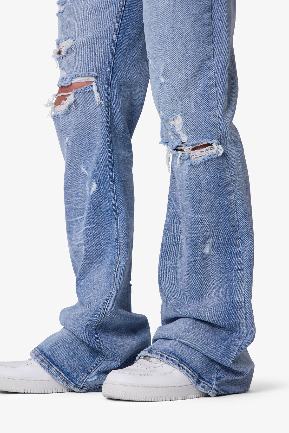 RETROFOLD DISTRESSED SUPER FLARE DENIM