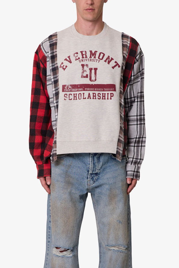 RETROFOLD  MIXED FLANNEL CREWNECK SWEATER