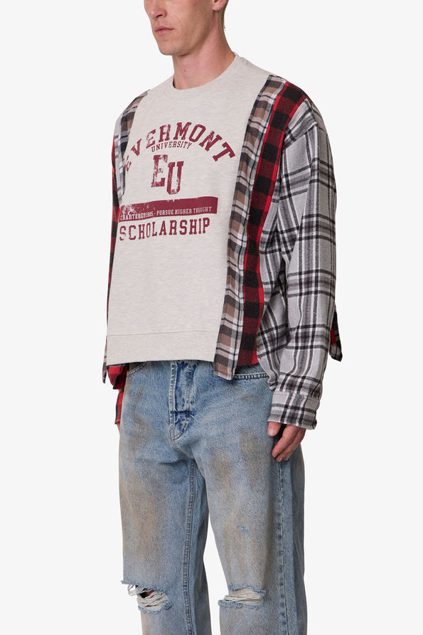 RETROFOLD  MIXED FLANNEL CREWNECK SWEATER