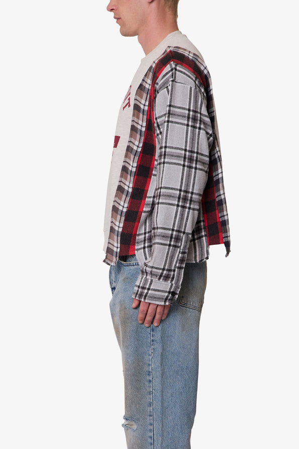 RETROFOLD  MIXED FLANNEL CREWNECK SWEATER