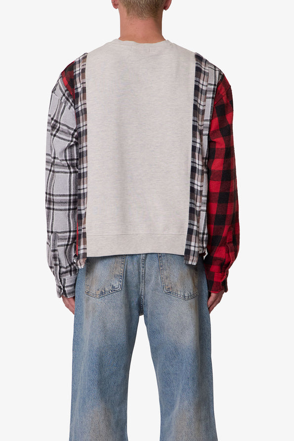 RETROFOLD  MIXED FLANNEL CREWNECK SWEATER