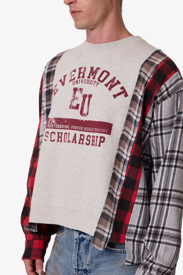 RETROFOLD  MIXED FLANNEL CREWNECK SWEATER