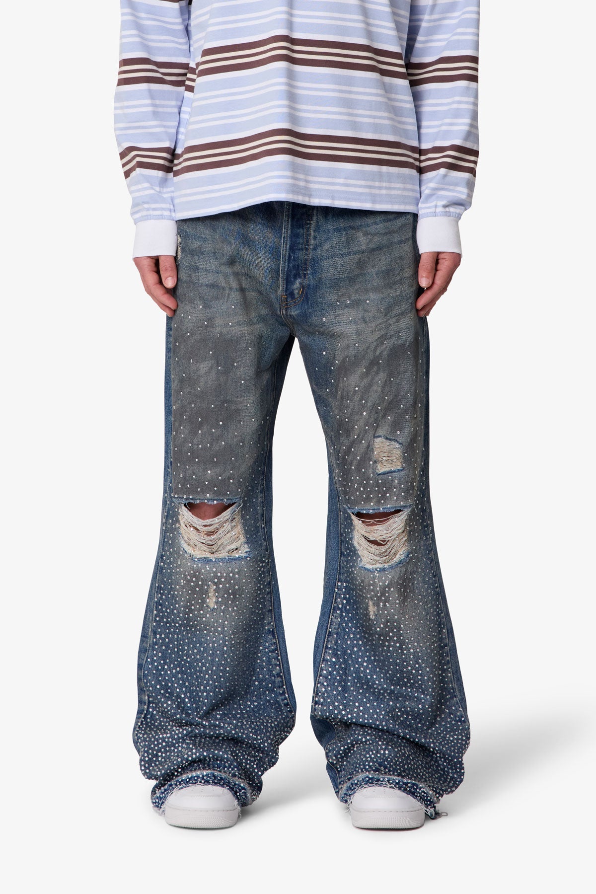 RETROFOLD RHINESTONE KICK FLARE DENIM