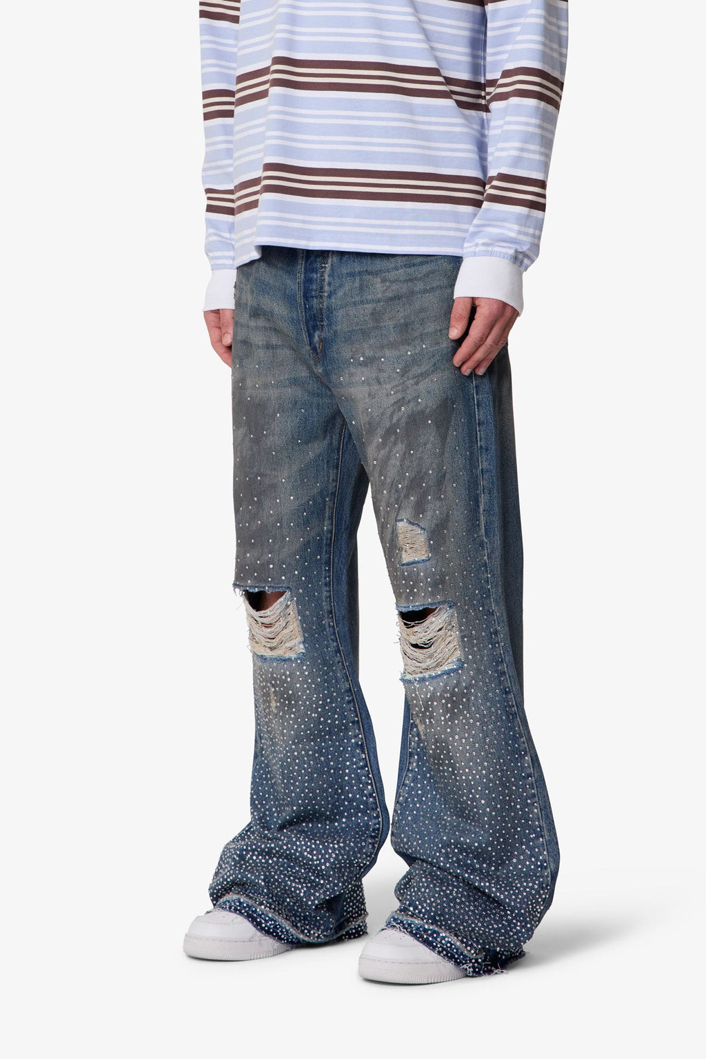 RETROFOLD RHINESTONE KICK FLARE DENIM
