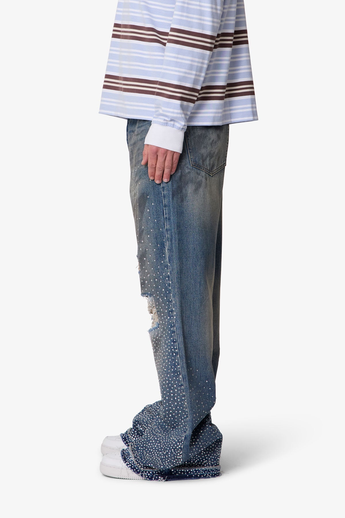 RETROFOLD RHINESTONE KICK FLARE DENIM