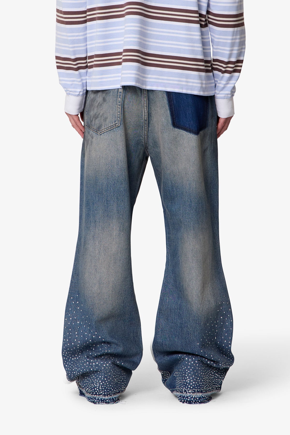 RETROFOLD RHINESTONE KICK FLARE DENIM