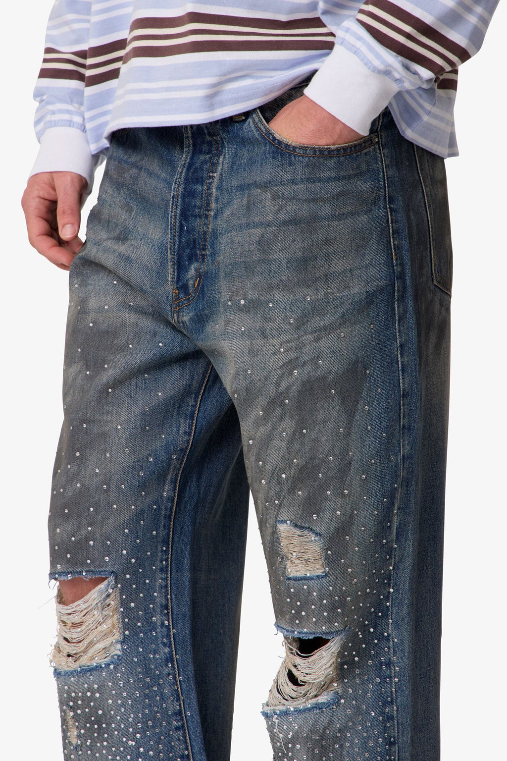 RETROFOLD RHINESTONE KICK FLARE DENIM