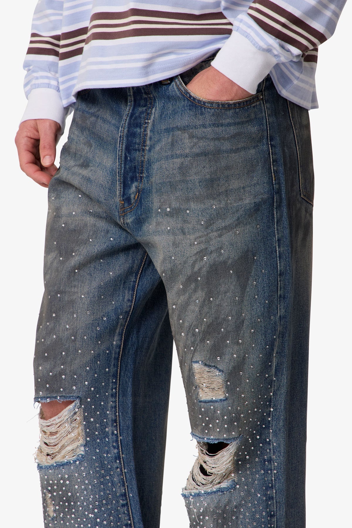 RETROFOLD RHINESTONE KICK FLARE DENIM