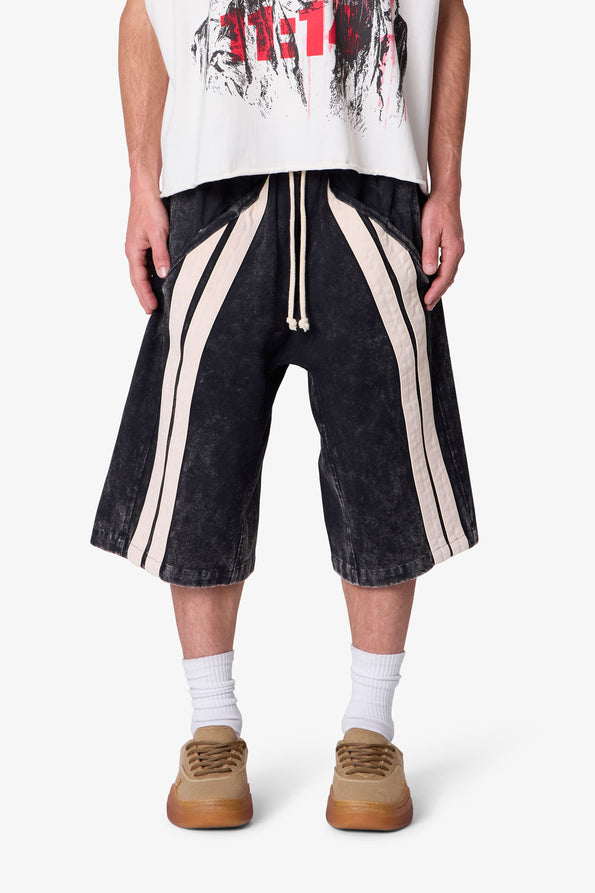 RETROFOLD  ULTRA BAGGY STRIPE TWILL SHORTS