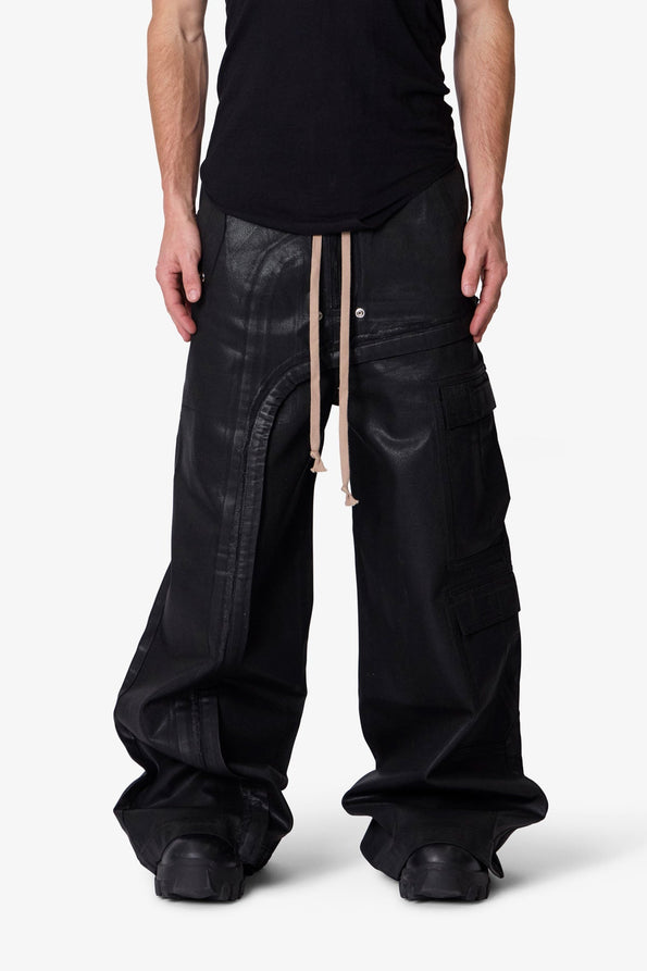 RETROFOLD  WAXED RAVE SEAM CARGO PANTS
