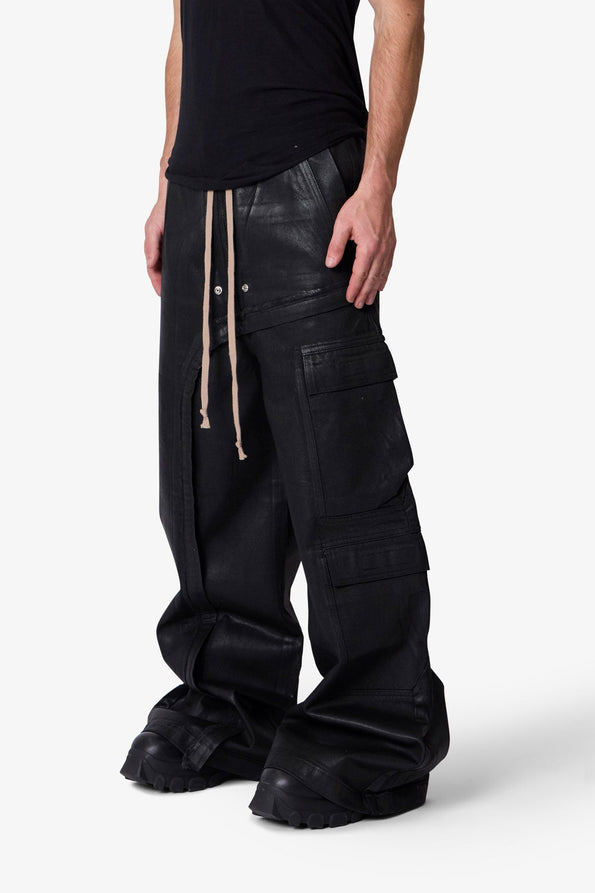 RETROFOLD  WAXED RAVE SEAM CARGO PANTS
