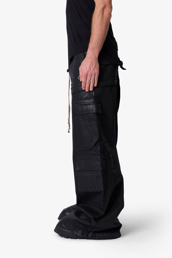 RETROFOLD  WAXED RAVE SEAM CARGO PANTS
