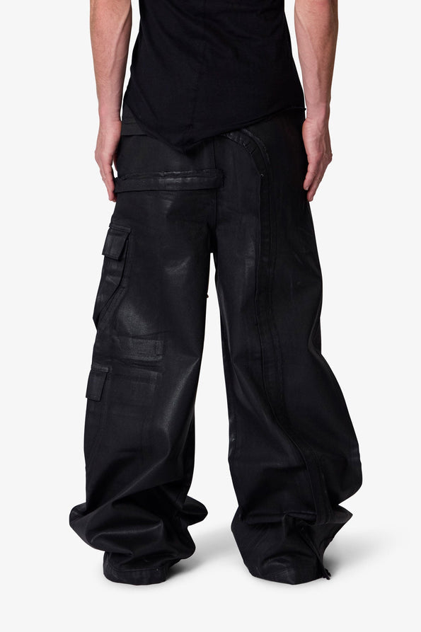 RETROFOLD  WAXED RAVE SEAM CARGO PANTS
