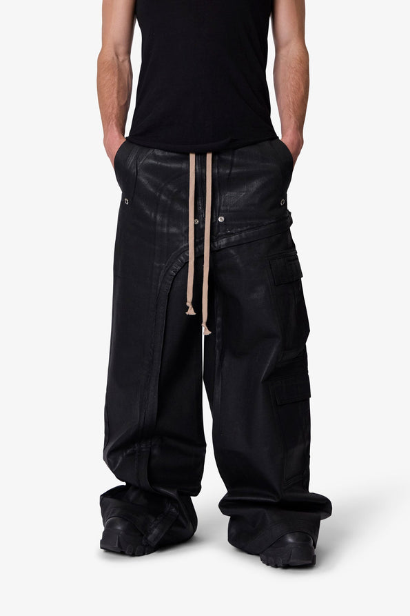 RETROFOLD  WAXED RAVE SEAM CARGO PANTS