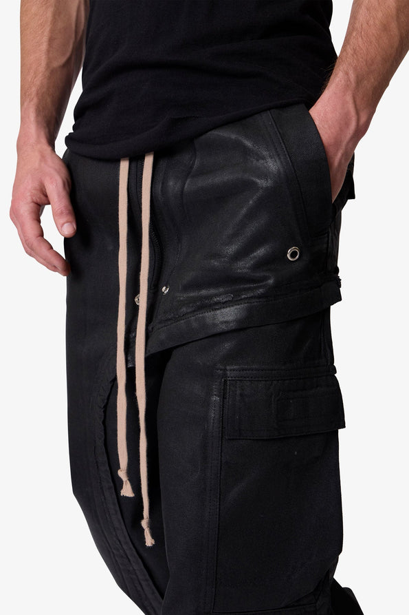 RETROFOLD  WAXED RAVE SEAM CARGO PANTS